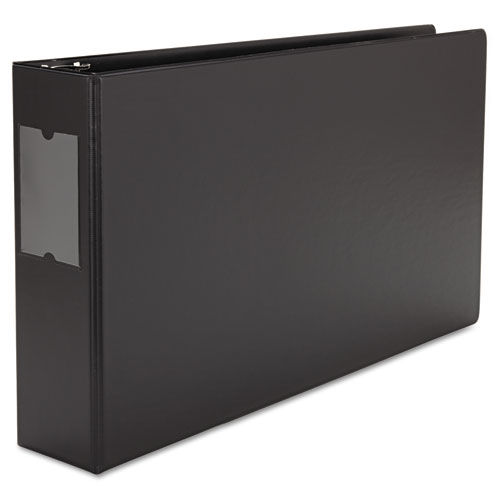 Picture of Ledger-Size Round Ring Binder with Label Holder, 3 Rings, 3" Capacity, 11 x 17, Black
