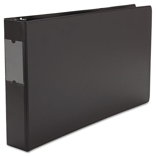 Picture of Ledger-Size Round Ring Binder with Label Holder, 3 Rings, 2" Capacity, 11 x 17, Black
