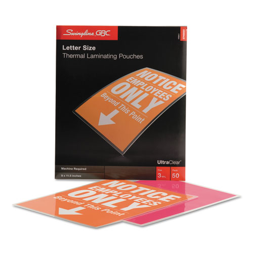 Picture of UltraClear Thermal Laminating Pouches, 3 mil, 9" x 11.5", Gloss Clear, 50/Box