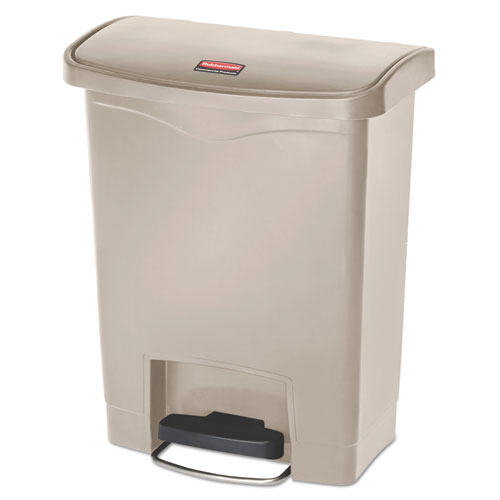 Streamline+Resin+Step-On+Container%2C+Front+Step+Style%2C+8+gal%2C+Polyethylene%2C+Beige