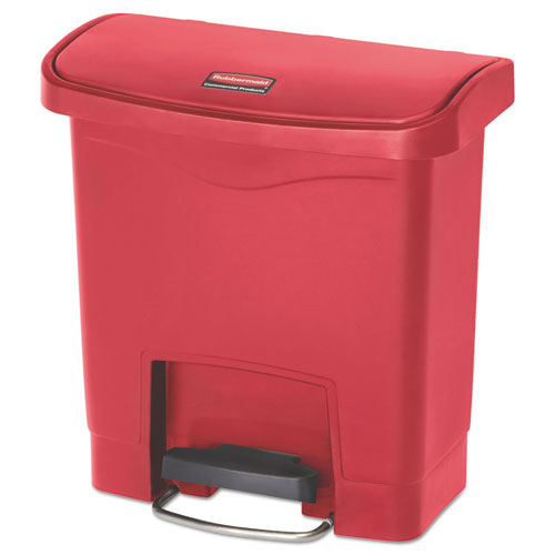 Slim+Jim+Streamline+Resin+Step-On+Container%2C+Front+Step+Style%2C+4+gal%2C+Polyethylene%2C+Red