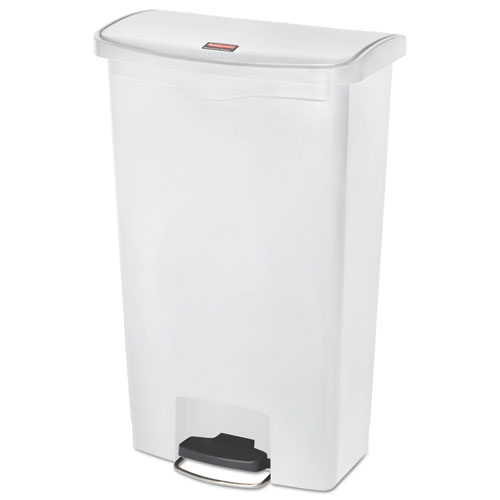 Slim+Jim+Streamline+Resin+Step-On+Container%2C+Front+Step+Style%2C+18+gal%2C+Polyethylene%2C+White