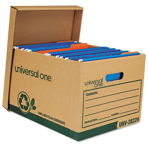 Picture of Recycled Heavy-Duty Record Storage Box, Letter/Legal Files, Kraft/Green, 12/Carton