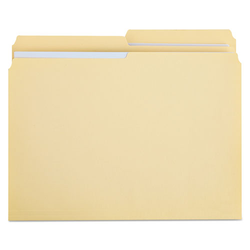 Picture of Double-Ply Top Tab Manila File Folders, 1/2-Cut Tabs: Assorted, Letter Size, 0.75" Expansion, Manila, 100/Box