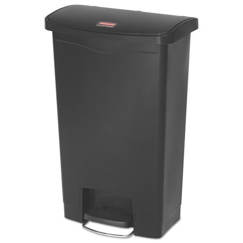 Slim+Jim+Streamline+Resin+Step-On+Container%2C+Front+Step+Style%2C+13+gal%2C+Polyethylene%2C+Black