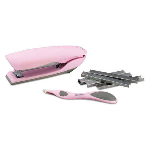 Picture of Velvet No-Jam Stapler Plus Pack, 20-Sheet Capacity, Pink