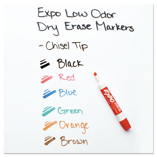 Picture of Low-Odor Dry Erase Marker and Organizer Kit, Broad Chisel Tip, Assorted Colors, 6/Set