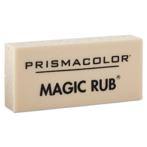 Picture of MAGIC RUB Eraser, For Pencil/Ink Marks, Rectangular Block, Medium, Off White, Dozen