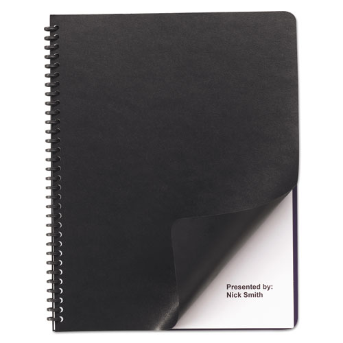 Picture of Leather-Look Presentation Covers for Binding Systems, Black, 11.25 x 8.75, Unpunched, 100 Sets/Box