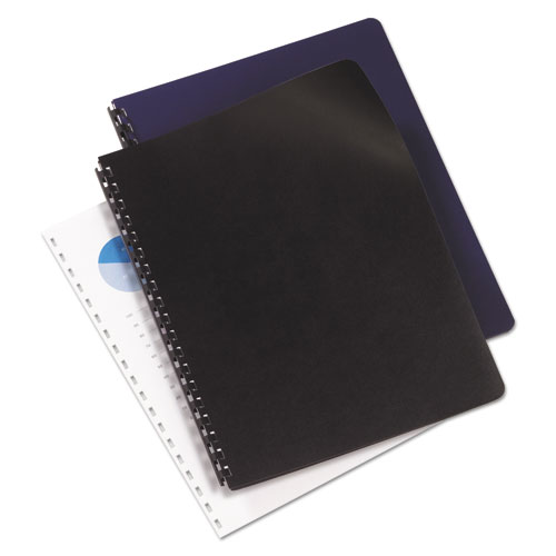 Picture of Leather-Look Presentation Covers for Binding Systems, Black, 11.25 x 8.75, Unpunched, 100 Sets/Box