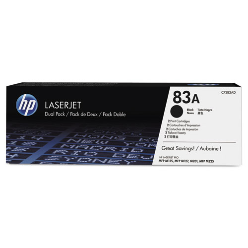 HP+83a%2C+%28cf283a-D%29+2-Pack+Black+Original+Laserjet+Toner+Cartridges