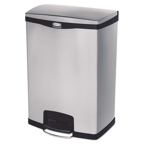 Slim+Jim+Stainless+Steel+Step-On+Container%2C+Front+Step+Style%2C+24+gal%2C+Stainless+Steel%2C+Black