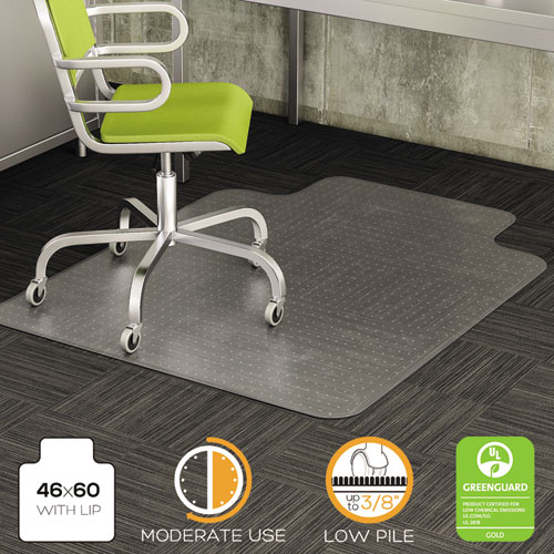 Duramat+Moderate+Use+Chair+Mat+For+Low+Pile+Carpet%2C+46+X+60%2C+Wide+Lipped%2C+Clear