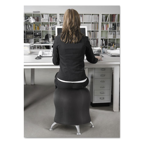 Picture of Zenergy Ball Chair, Backless, Supports Up to 250 lb, Black Fabric Seat, Silver Base