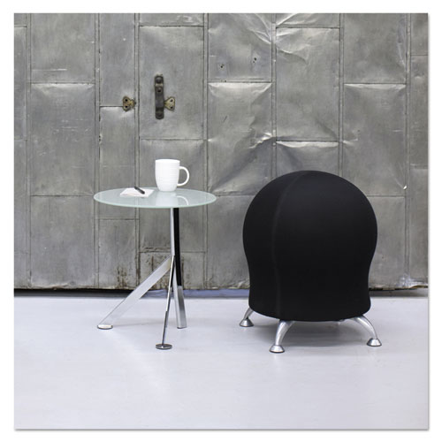 Picture of Zenergy Ball Chair, Backless, Supports Up to 250 lb, Black Fabric Seat, Silver Base