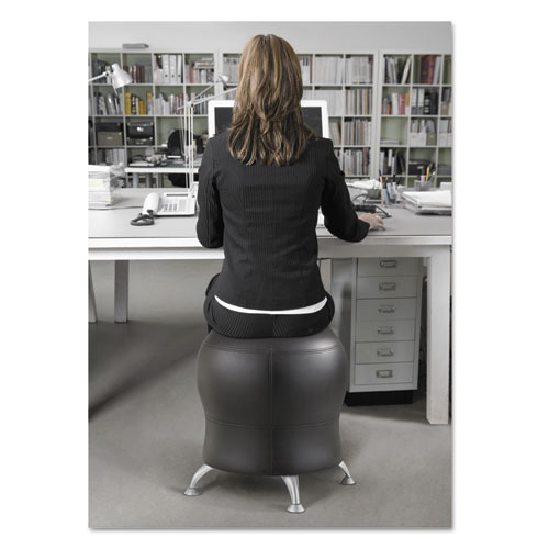 Picture of Zenergy Ball Chair, Backless, Supports Up to 250 lb, Black Vinyl Seat, Silver Base