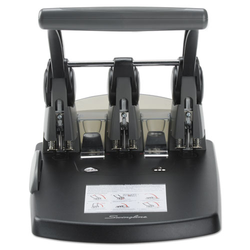 Picture of 300-Sheet Extra High-Capacity Three-Hole Punch, 9/32" Holes, Black/Gray