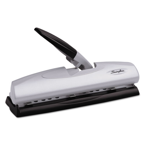 Picture of 20-Sheet LightTouch Desktop Two- to Seven-Hole Punch, 9/32" Holes, Silver/Black