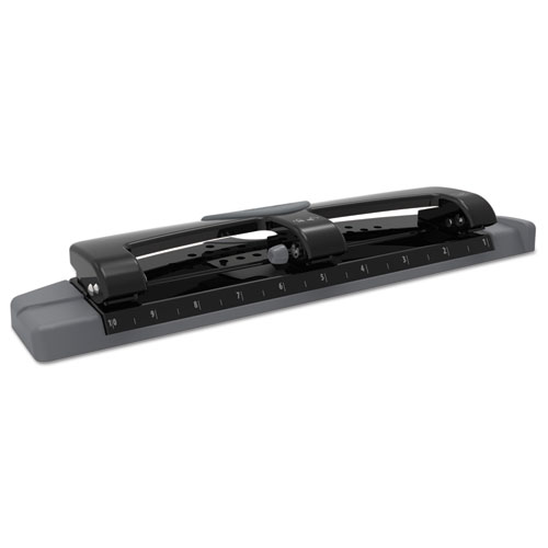 Picture of 12-Sheet SmartTouch Three-Hole Punch, 9/32" Holes, Black/Gray