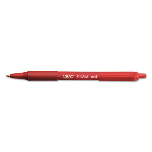 Picture of Soft Feel Ballpoint Pen, Retractable, Medium 1 mm, Red Ink, Red Barrel, Dozen