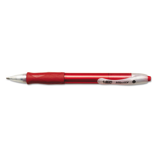 Picture of Velocity Easy Glide Ballpoint Pen, Retractable, Medium 1 mm, Red Ink, Translucent Red Barrel, Dozen