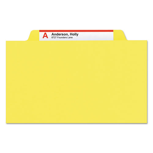 Picture of Top Tab Classification Folders, Six SafeSHIELD Fasteners, 2" Expansion, 2 Dividers, Letter Size, Yellow Exterior, 10/Box