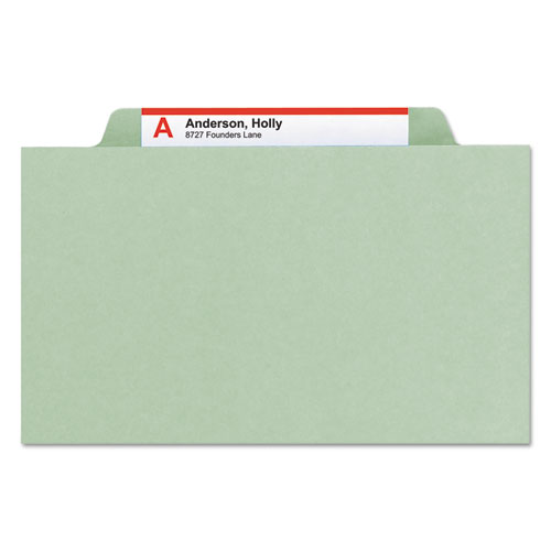 Picture of Recycled Pressboard Classification Folders, 2" Expansion, 1 Divider, 4 Fasteners, Letter Size, Gray-Green, 10/Box