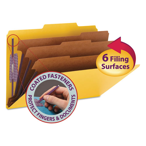 Eight-Section+Pressboard+Top+Tab+Classification+Folders%2C+Eight+SafeSHIELD+Fasteners%2C+3+Dividers%2C+Legal+Size%2C+Yellow%2C+10%2FBox