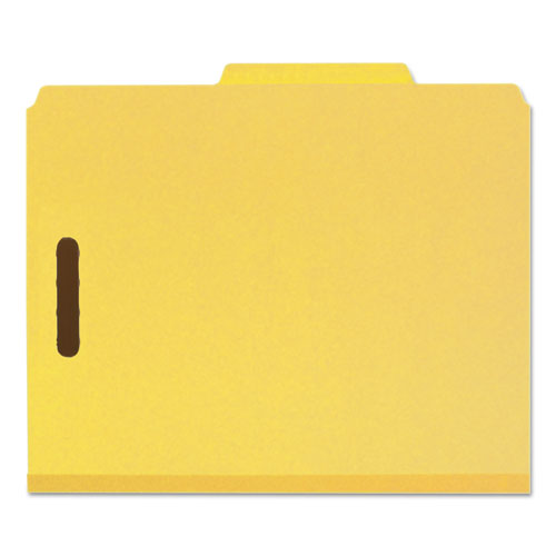 Picture of Recycled Pressboard Classification Folders, 2" Expansion, 2 Dividers, 6 Fasteners, Letter Size, Yellow Exterior, 10/Box