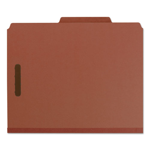 Picture of Recycled Pressboard Classification Folders, 3" Expansion, 3 Dividers, 8 Fasteners, Letter Size, Red Exterior, 10/Box