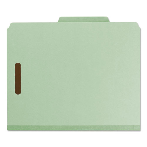 Picture of Recycled Pressboard Classification Folders, 2" Expansion, 1 Divider, 4 Fasteners, Letter Size, Gray-Green, 10/Box