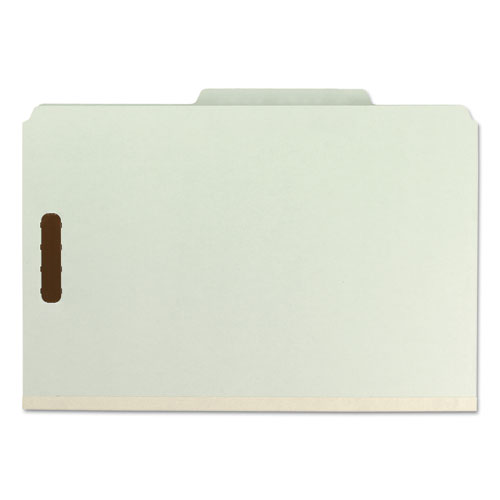 Picture of Recycled Pressboard Classification Folders, 3" Expansion, 3 Dividers, 8 Fasteners, Legal Size, Gray-Green, 10/Box