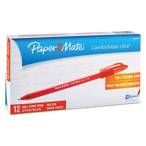Picture of ComfortMate Ultra Ballpoint Pen, Stick, Medium 1 mm, Red Ink, Red Barrel, Dozen