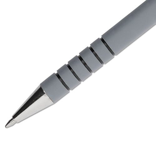 Picture of FlexGrip Ultra Recycled Ballpoint Pen, Stick, Fine 0.8 mm, Black Ink, Gray Barrel, Dozen