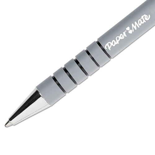 Picture of FlexGrip Ultra Recycled Ballpoint Pen, Retractable, Medium 1 mm, Black Ink, Black/Gray Barrel, Dozen