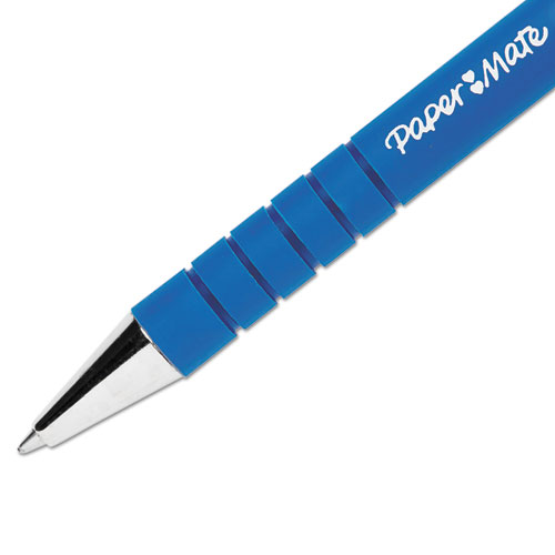 Picture of FlexGrip Ultra Recycled Ballpoint Pen, Retractable, Fine 0.8 mm, Blue Ink, Black/Blue Barrel, Dozen