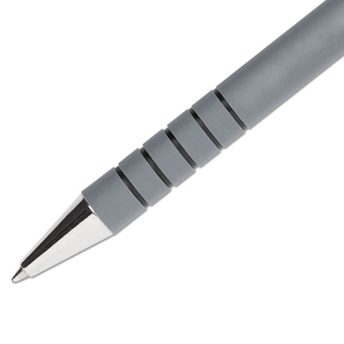 Picture of FlexGrip Ultra Recycled Ballpoint Pen, Retractable, Fine 0.8 mm, Black Ink, Gray/Black Barrel, Dozen