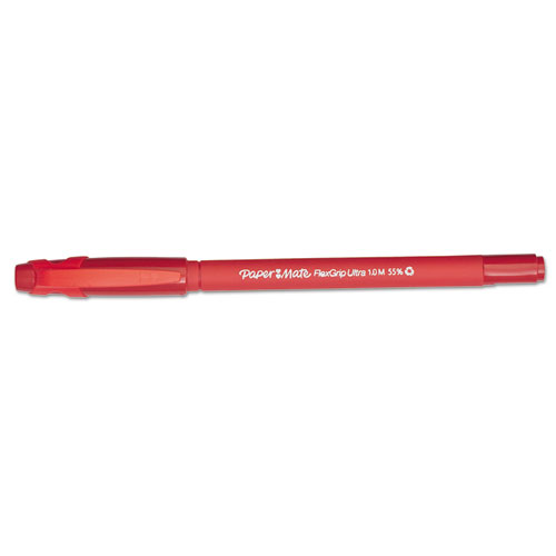 Picture of FlexGrip Ultra Recycled Ballpoint Pen, Stick, Medium 1 mm, Red Ink, Red Barrel, Dozen