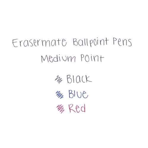 Picture of Eraser Mate Ballpoint Pen, Stick, Medium 1 mm, Red Ink, Red Barrel, Dozen