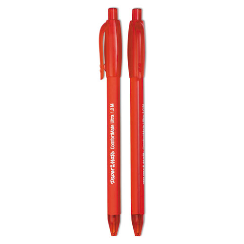 Picture of ComfortMate Ultra Ballpoint Pen, Retractable, Medium 1 mm, Red Ink, Red Barrel, Dozen