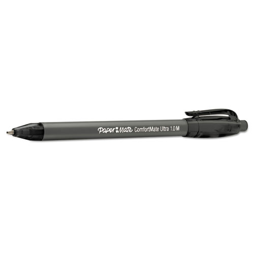 Picture of ComfortMate Ultra Ballpoint Pen, Retractable, Medium 1 mm, Black Ink, Black Barrel, Dozen