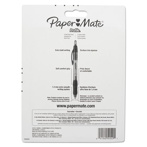 Picture of Profile Ballpoint Pen, Retractable, Bold 1.4 mm, Assorted Ink and Barrel Colors, 8/Pack