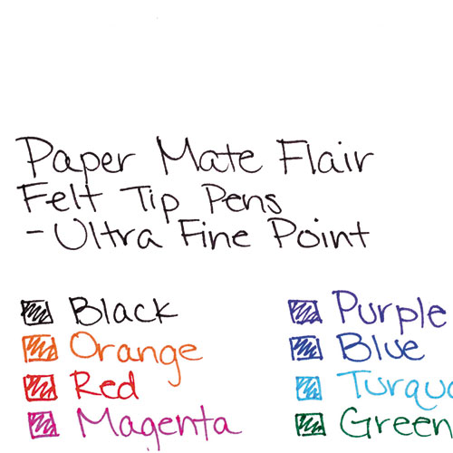 Picture of Flair Felt Tip Porous Point Pen, Stick, Extra-Fine 0.4 mm, Assorted Ink and Barrel Colors, 8/Pack