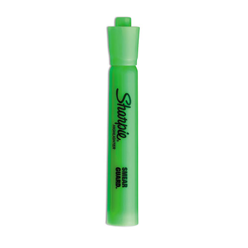 Picture of Tank Style Highlighters, Fluorescent Green Ink, Chisel Tip, Green Barrel, Dozen