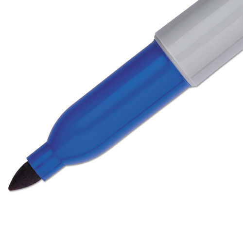 Picture of Fine Tip Permanent Marker, Fine Bullet Tip, Blue, Dozen