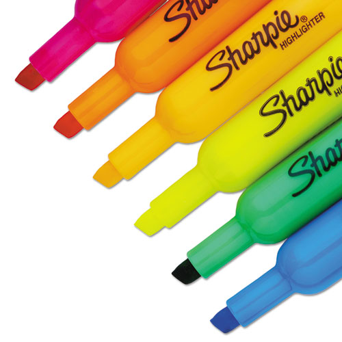 Picture of Tank Style Highlighters with Open-Stock Box, Assorted Ink Colors, Chisel Tip, Assorted Barrel Colors, Dozen