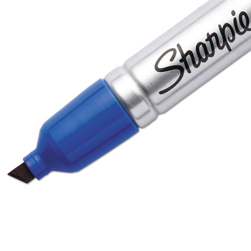 Picture of King Size Permanent Marker, Broad Chisel Tip, Blue, Dozen