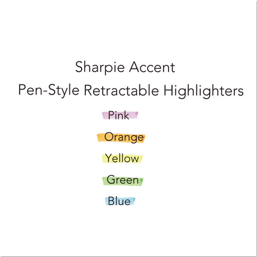 Picture of Retractable Highlighters, Assorted Ink Colors, Chisel Tip, Assorted Barrel Colors, 5/Set