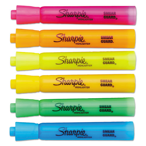 Picture of Tank Style Highlighters with Open-Stock Box, Assorted Ink Colors, Chisel Tip, Assorted Barrel Colors, Dozen