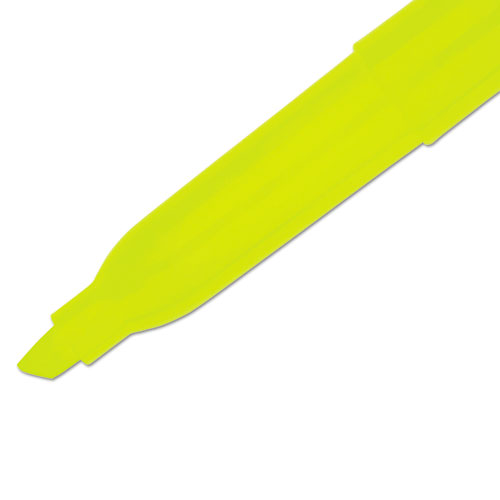 Picture of Pocket Style Highlighters, Fluorescent Yellow Ink, Chisel Tip, Yellow Barrel, Dozen